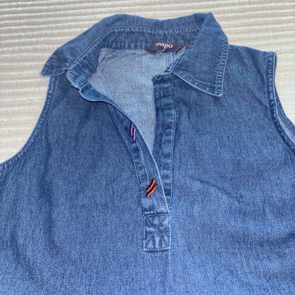 VTG Denim Blue Jean Jumper Dress Maxi Sleeveless women’s SzM Cottagecore Boho - Picture 4 of 13